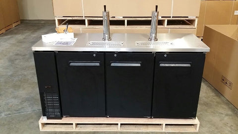 MISSING DOORS  -  UDD-24-72 - 72"  3 Door Size Black / Stainless Steel Kegerator NEW CLEARANCE