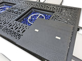 New 7 Piece Cast Aluminum Outdoor Patio Double Fire Pit Dining Table Set