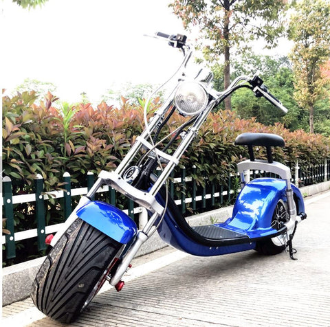 New Assembled Open Box Special 2000W Electric Fat Wide Tire CityCoco Scooter Chopper Style BLUE