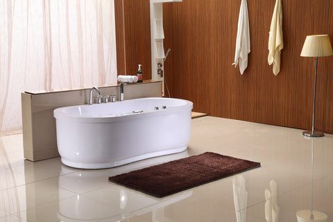 NEW Hydrotherapy Whirlpool Jetted Bathtub Indoor Soaking Hot Bath Tub Freestanding - 037A White