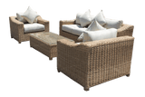 4 Piece Outdoor Wicker Garden Patio Furniture Set with 6" Cushions Fully Assembled Natural Tan XL Weave