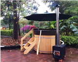 New Wood Fired Canadian Redwood Cedar Outdoor Hot Tub Spa 5 Person with Cover 5' Diameter 3' Tall