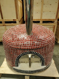 XL 46" Custom Mosaic Red Tile Brick Wood Fired Pizza Oven with Stainless Door + Vent