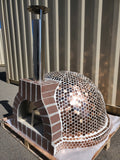 Large 44" Custom Copper Mosaic Tile Brick Wood Fired Pizza Oven with Stainless Door + Vent