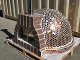 Large 44" Custom Copper Mosaic Tile Brick Wood Fired Pizza Oven with Stainless Door + Vent