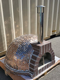 Large 44" Custom Copper Mosaic Tile Brick Wood Fired Pizza Oven with Stainless Door + Vent