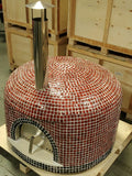 XL 46" Custom Mosaic Red Tile Brick Wood Fired Pizza Oven with Stainless Door + Vent