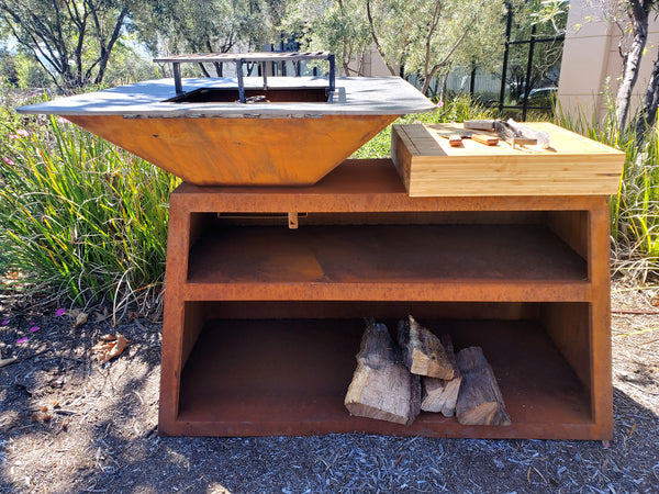 Modern Design CORTEN Steel Outdoor Wood Charcoal BBQ Grill