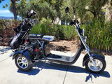 Electric 3 Wheel Trike Scooter Golf Cart Harley Style Chopper Mobility Motorcycle Gloss Black Fenders