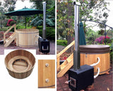 New Wood Fired Canadian Redwood Cedar Outdoor Hot Tub Spa 5 Person with Cover 5' Diameter 3' Tall