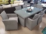 Glass Top Grey Wicker PE Rattan Outdoor Table (Table Only)  Local Pickup Only Clearance