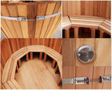 New Wood Fired Canadian Redwood Cedar Outdoor Hot Tub Spa 5 Person with Cover 5' Diameter 3' Tall