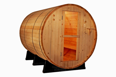 8' Ft Canadian Pine Wood Barrel Sauna Wet / Dry Traditional Swedish Steam Spa 9KW Upgrade 200F Temps