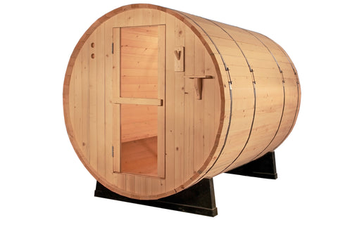 6' Ft 4 Person Barrel Sauna Canadian Outdoor Pine Wood Wet / Dry Steam Spa  9KW HEATER UPGRADE