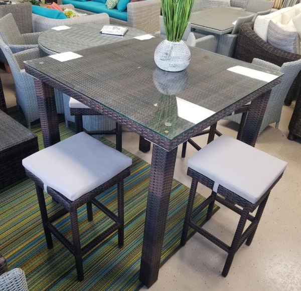 Piece Bar Height Table Wicker Rattan Outdoor Conversation Set