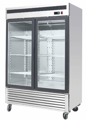 54" 2 Door Glass Commercial Stainless Steel Freezer Merchandiser w/ LED Lighting - MCF-8703