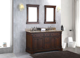 Solid Wood 60" Double Bathroom Vanity Sink Cabinet w/ Granite Stone Top