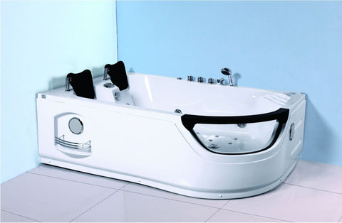 2 Person Corner Hydrotherapy Whirlpool Bathtub Spa Massage Therapy Hot Bath Tub w/ Heater - SYM634L Black
