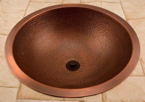 18” Hammered 100% Copper Bathroom Sink Round