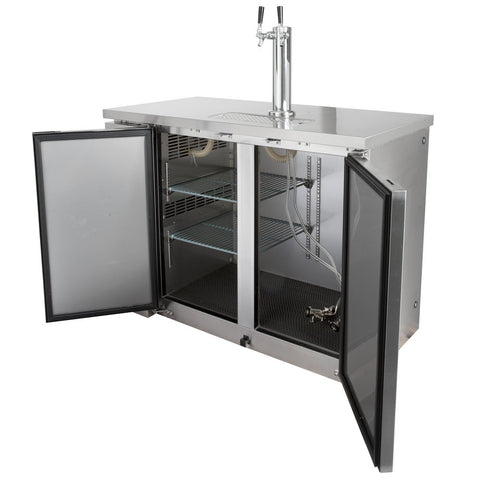 48" Kegerator Beer Dispenser Stainless Steel Refrigerator Cooler with Taps UDD-24-48-SS