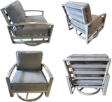 2 Units Aluminum Frame Swivel Rocker Outdoor Patio Furniture Chair Brown or Grey Frame