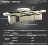 Island BBQ Grill Outdoor Kitchen w/ Wine Cooler + Sink  3 Piece 304 Stainless Steel Combo