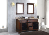 Solid Wood 60" Double Bathroom Vanity Sink Cabinet w/ Granite Stone Top