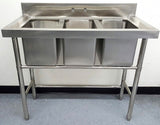 3 Compartment Commercial Stainless Steel Triple Sink Wash Basin Table