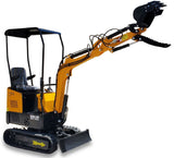 NEW Gas Powered Briggs & Stratton 13.5HP Engine 1 Ton Mini Backhoe Excavator Bulldozer w/ Hydraulic Thumb Grapple