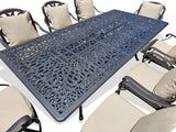 New 9 Piece Cast Aluminum Outdoor Patio Dining Table Set Antique Bronze Sunbrella Cushions Upgrade