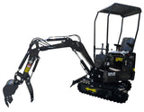 NEW Gas Powered Briggs & Stratton 13.5HP Engine 1 Ton Mini Backhoe Excavator Bulldozer w/ Hydraulic Thumb Grapple BLACK