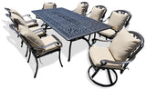 New 9 Piece Cast Aluminum Outdoor Patio Dining Table Set Antique Bronze Sunbrella Cushions Upgrade