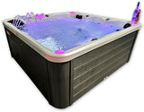 5 Person Outdoor Double Lounger Hot Tub Spa Fully Loaded 4 Pump 62 Jets with Hard Top Cover Stairs Bluetooth Soundsystem