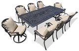 New 9 Piece Cast Aluminum Outdoor Patio Dining Table Set Antique Bronze Sunbrella Cushions Upgrade