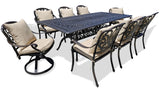 New 9 Piece Cast Aluminum Outdoor Patio Dining Table Set Antique Bronze Sunbrella Cushions Upgrade