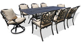 New 9 Piece Cast Aluminum Outdoor Patio Dining Table Set Antique Bronze Sunbrella Cushions Upgrade