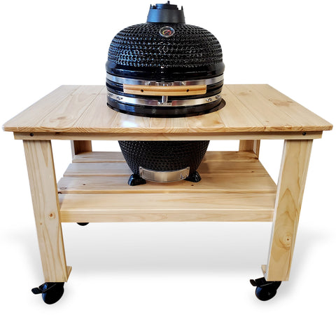 Large 21" Ceramic Egg Kamado BBQ Grill Smoker w/ Wood Table Pizza Stone Pickup Clearance Sale