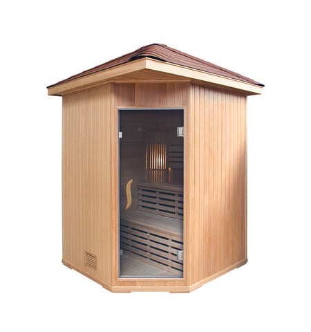 Triple Bench OUTDOOR Canadian Hemlock Wet Dry Traditional Swedish Steam Sauna SPA 9KW Upgrade