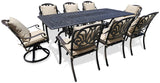 New 9 Piece Cast Aluminum Outdoor Patio Dining Table Set Antique Bronze Sunbrella Cushions Upgrade