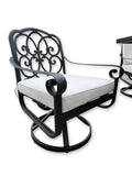 New 7 Piece Cast Aluminum Outdoor Patio Double Fire Pit Dining Table Set Antique Bronze Sunbrella Cushions Upgrade