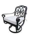 New 7 Piece Cast Aluminum Outdoor Patio Double Fire Pit Dining Table Set Antique Bronze Sunbrella Cushions Upgrade