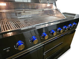 3 Piece 10' Long Marble Top Black Stainless Steel Outdoor BBQ Kitchen Grill Island with Refrigerator Sink Kohler Matte Black Faucet
