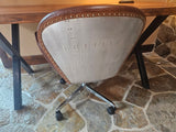 High End Designer Full Leather Aviation Swan Office Chair Aluminum Back w/ Rivets