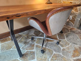 High End Designer Full Leather Aviation Swan Office Chair Aluminum Back w/ Rivets