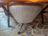 High End Designer Full Leather Aviation Swan Office Chair Aluminum Back w/ Rivets