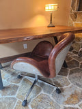 High End Designer Full Leather Aviation Swan Office Chair Aluminum Back w/ Rivets
