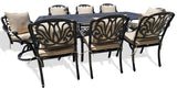 New 9 Piece Cast Aluminum Outdoor Patio Dining Table Set Antique Bronze Sunbrella Cushions Upgrade