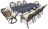 New 9 Piece Cast Aluminum Outdoor Patio Dining Table Set Antique Bronze Sunbrella Cushions Upgrade