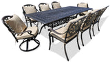 New 9 Piece Cast Aluminum Outdoor Patio Dining Table Set Antique Bronze Sunbrella Cushions Upgrade