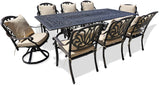 New 9 Piece Cast Aluminum Outdoor Patio Dining Table Set Antique Bronze Sunbrella Cushions Upgrade